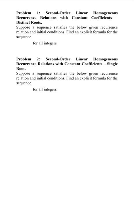 Second Order Linear Homogeneous Recurrence Relations 的图像结果