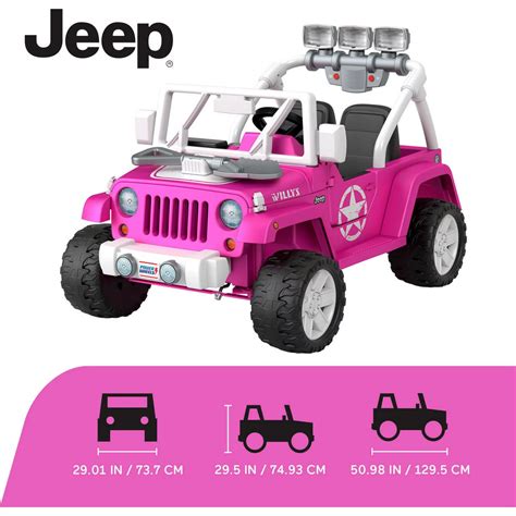 Power Wheels Jeep Wrangler Willys Pink Ride On 12V Vehicle
