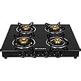 Faber Glass Top 4 Burner Gas Stove (Hob Cooktop Pearl 4BB BK) with ...
