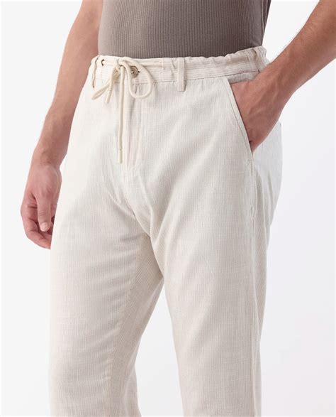 Rare Rabbit Men's Brera Beige Mid-Rise Regular Fit With Drawstring And