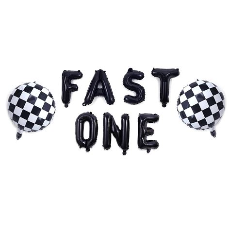 Buy VAVAYAO Race Car Birthday Fast One Balloons Banner - 1st Birthday ...