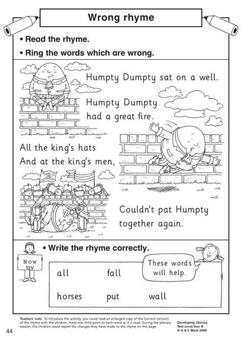 Humpty Dumpty muddled words | EYFS KS1 English | Teachit