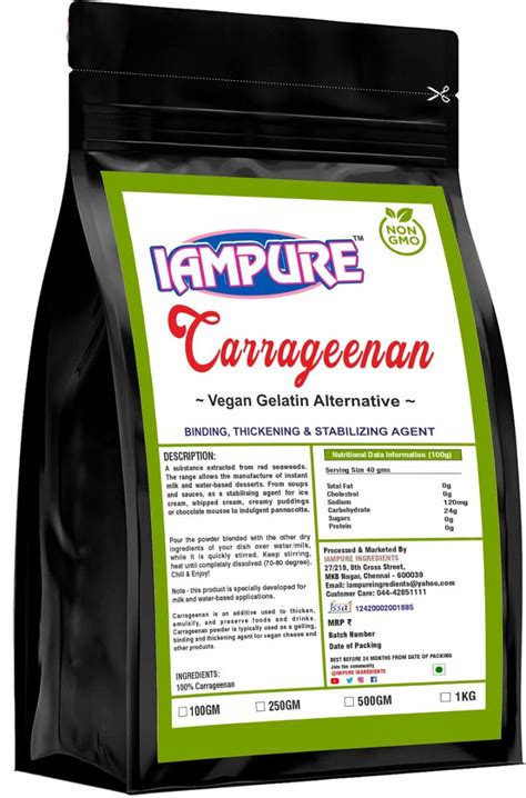 IAMPURE Carrageenan Powder (500gm) | Natural Thickener for Ice-Cream ...