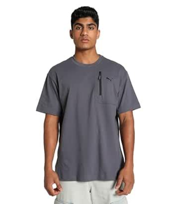 Puma Men's Solid Relaxed Fit T-Shirt (681651_Galactic Gray : Amazon.in ...