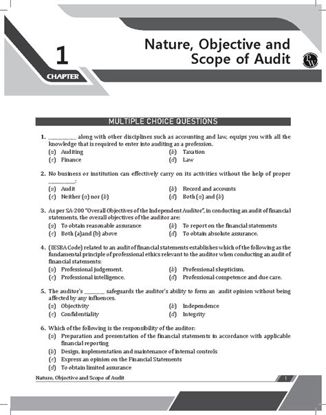 1.Nature, Objective and Scope of Audit - (a) Auditing (b) Taxation (c ...