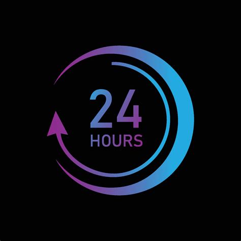 24 hours icon. 24 hours work icon. 24 hours 7 day.Full time vector ...