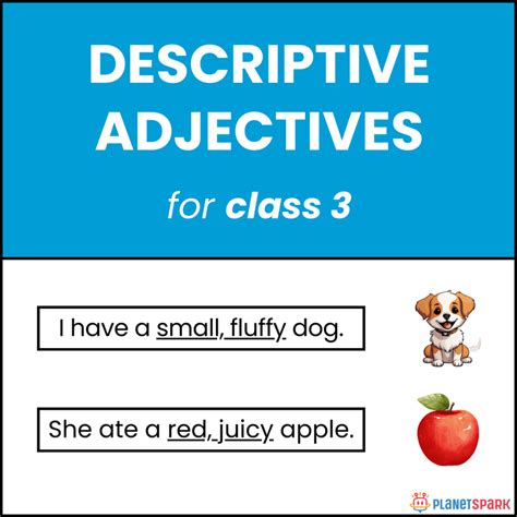 Class 3 Grammar Worksheet on Descriptive Adjectives – Qualities and ...