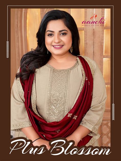 Aanchi Plus Blossom Vichitra Silk Kurti Pant And Dupatta Collection