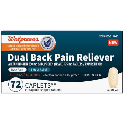 Walgreens Dual Action Acetaminophen & Ibuprofen (NSAID) Tablets, 250 mg ...