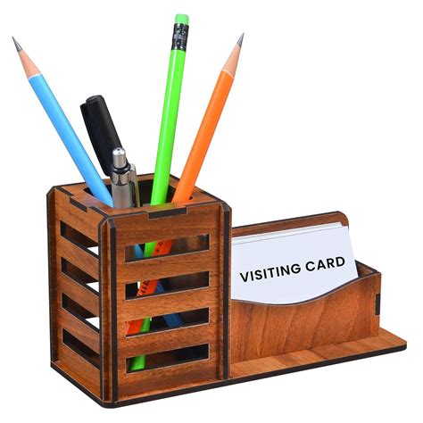 Deskart Wooden Pen Stand With Visiting Card Holder | Multipurpose ...