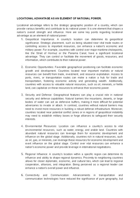 PS Notesssss - LOCATIONAL ADVANTAGE AS AN ELEMENT OF NATIONAL POWER ...