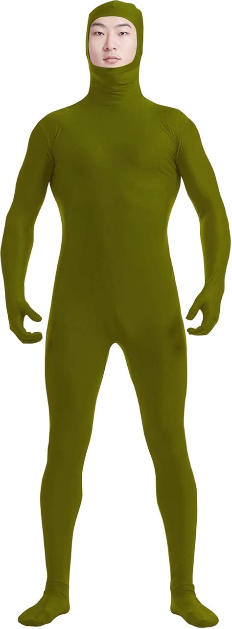 Buy Ensnovo Mens Open Face Spandex Full Body Zentai Suit Costume Online ...