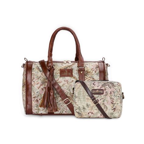 Buy The Clownfish Women Adelina-Lorna Beige Sling Bag and Handbag (Set ...