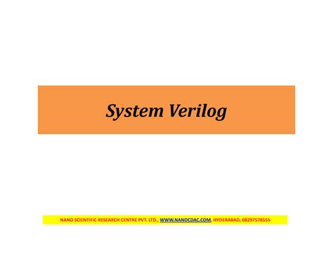 System Verilog Class - notes of sv - System Verilog NANO SCIENTIFIC ...