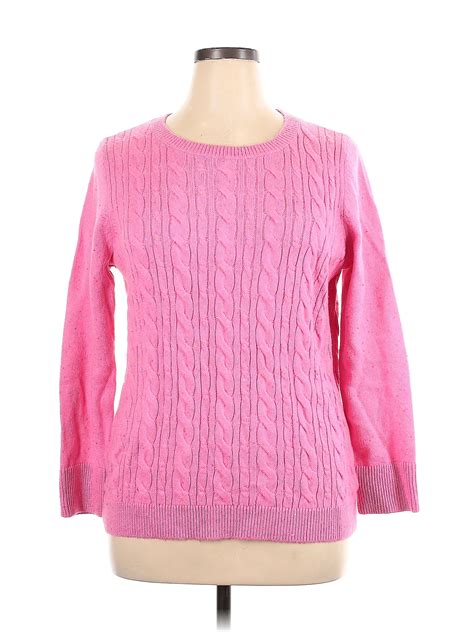 Talbots Color Block Solid Pink Pullover Sweater Size 1X (Plus) - 73% ...