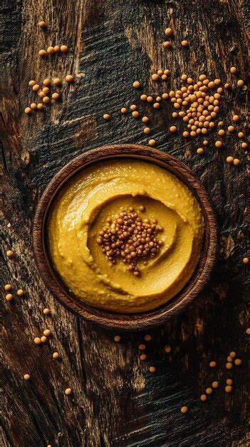 Highquality food photo of mustard seeds and mustard paste on a rustic ...