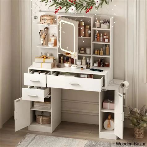 Eisenburg Vanity Dressing table with mirror and lights – Wooden Bazar