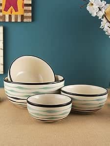 Buy VarEesha Handmade Mugdha Off-White Ceramic Serving Bowls Set of 4 ...