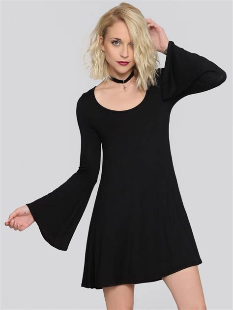 black bell sleeve dress