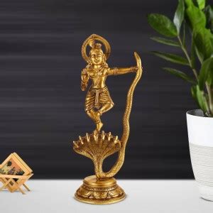 Kartique Brass Idol of Krishna Bhagwan Standing on Kalia Naag in ...