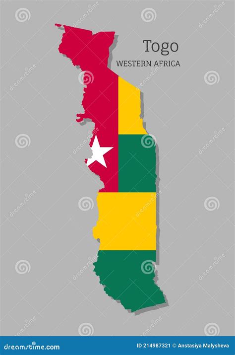 Map of Togo with National Flag. Highly Detailed Map of Western Africa Country Stock Vector ...