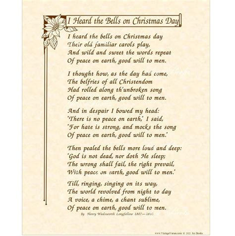 I Heard the Bells on Christmas Day Poem by Henry W Longfellow home ...