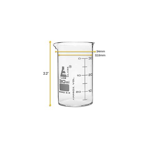 Buy 12PK Beakers, 30ml - ASTM - Low Form with Spout - Dual Scale, White ...
