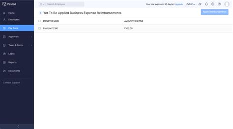 Integrate Zoho Expense With Zoho Payroll | User Guide | Zoho Expense