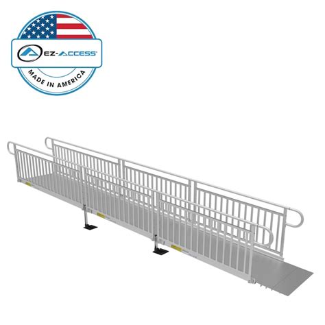 EZ-ACCESS 20-ft x 36-in Aluminum Modular Entryway Wheelchair Ramp in ...