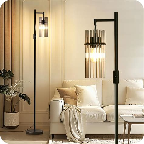 VOUTOORO Industrial Floor Lamps for Living Room, Dimmable Floor Lamp ...