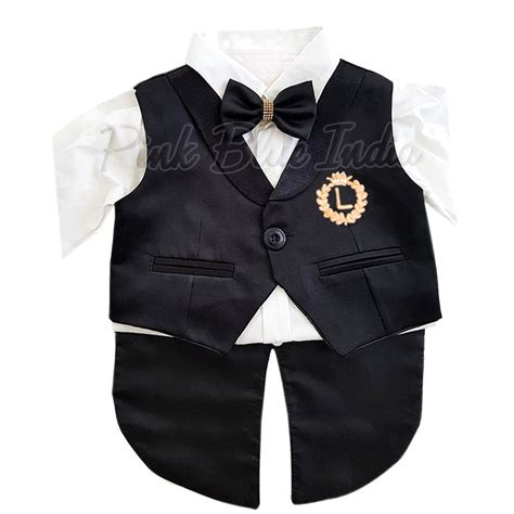 Baby Boy's Custom Made Black & White Birthday Tailcoat Suit