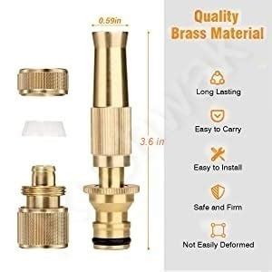 Rushwak Brass Water Spray Nozzle for 1/2" Hose Pipe - Adjustable ...