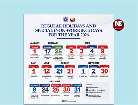 Palace releases official list of 2026 holidays