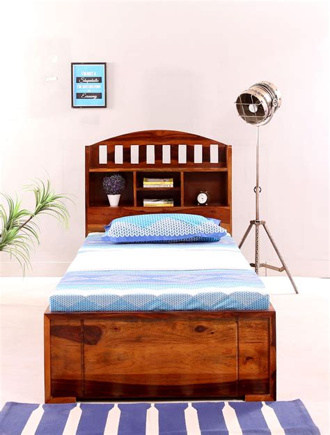 Buy Arista Single Bed With Storage (Honey Finish) @21% OFF Online | Wooden Street | Single beds ...