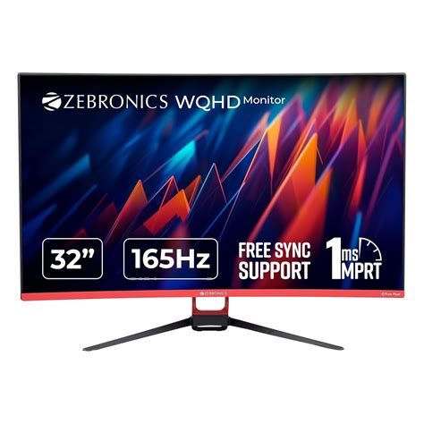 ZEBRONICS 32 Inch Wqhd 2K Curved 165Hz Gaming LCD Monitor,Hdr10,1Ms ...
