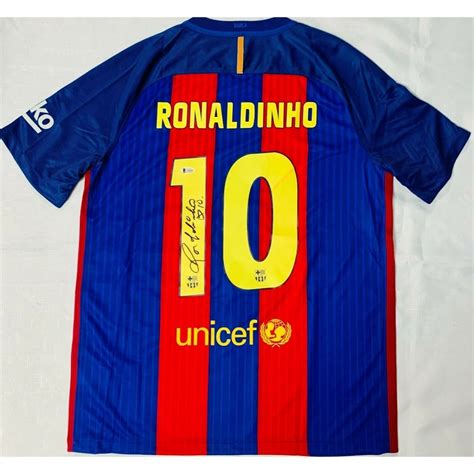 Ronaldinho Hand Signed Barcelona Jersey Bas Coa Auction