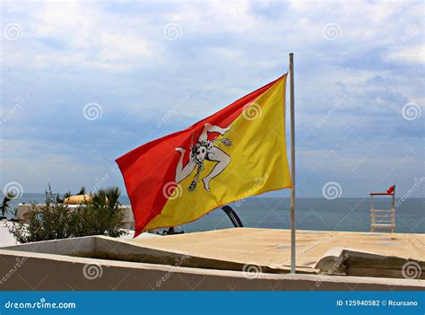 Italy, Sicily: Sicilian Flag in Mazara Del Vallo. Editorial Photography ...