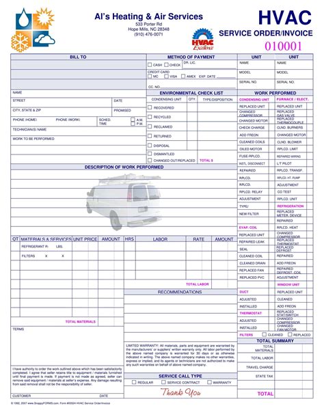 Free Printable HVAC Invoice Templates [PDF, Excel]