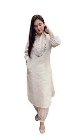 Buy Rayon Shopping Hub Premium White Lurex Fabric Kurti With Designer ...