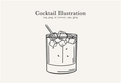 Cocktail Illustration Rum and Coke JPEG Simple Cocktail Clip - Etsy UK