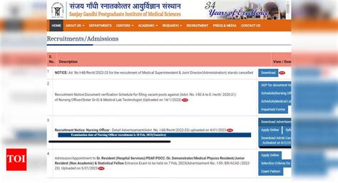 SGPGIMS releases Nursing Officer admit card 2023 for CRT on sgpgi.ac.in ...