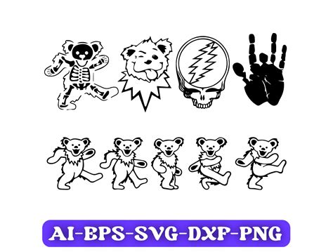 Grateful Dead Bears Black And White