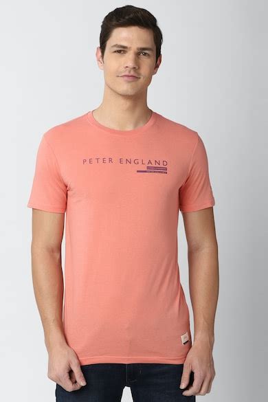 Buy Men Peach Graphic Print Round Crew Neck Crew Neck T-shirt Online ...