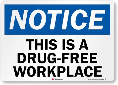 "Notice - This is a Drug-Free Workplace" Label by SmartSign | 10" x 14 ...