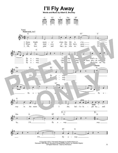 I'll Fly Away by Albert E. Brumley Sheet Music for Easy Guitar at Sheet ...