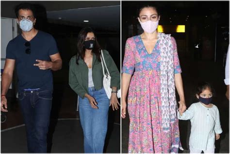 Sonu Sood Soha Ali Khan Inaya and Lara Dutta spotted at Mumbai Airport ...