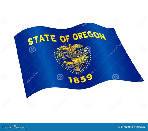 Oregon flag flying waving stock vector. Illustration of flag - 347622688