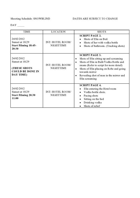 Image result for Shooting Script Template Word