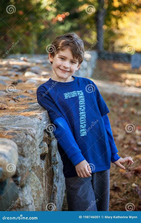 Portrait of Seven Year Old Boy Outside Stock Image - Image of lifestyle ...