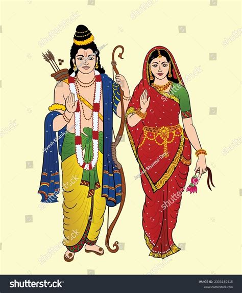 Lord Rama And Sita Art Premium Vector | Lord Sri Rama And Sita